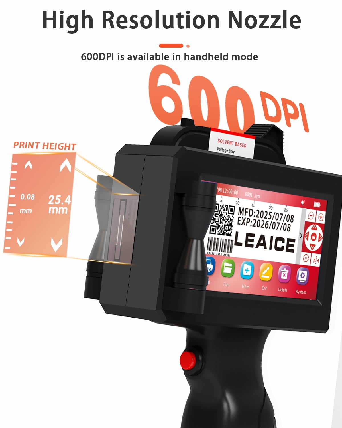 Leaice Handheld Inkjet Printer Gun with Ink Cartridge and 2000 mAh Battery 1 Inch Print height