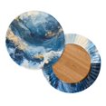 thumbnail image 2 of SCRAWLGOD Marble Print Golden Blue Wave Pack of 4 Elastic Breathable Stool Covers Round Stretch Circle Seat Covers Smooth Stool Cushion Slipcover for Home Decoration, 2 of 7