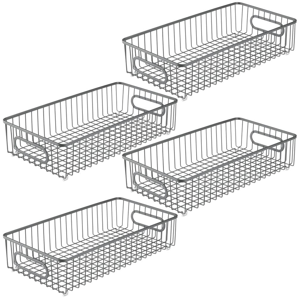 mDesign Metal Kitchen Food Pantry, Drawer Organizer Basket Tray, 4 Pack ...