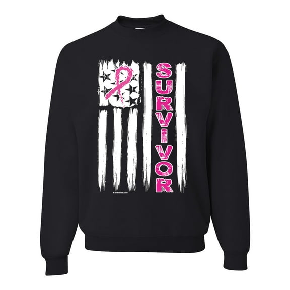 Survivor Awareness Flag Awareness Unisex Crewneck Graphic Sweatshirt, Black, Small