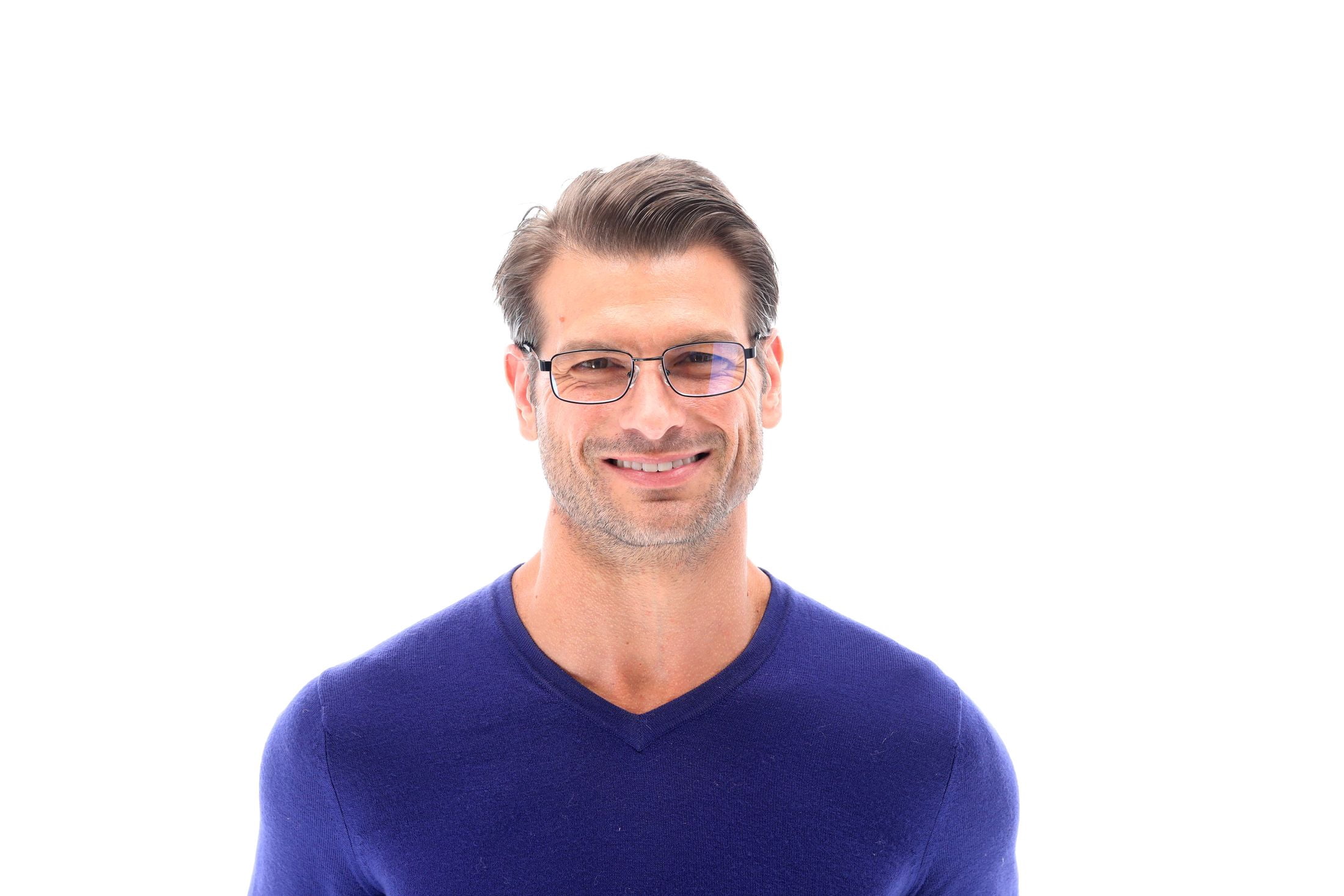 SAV Sportex Blue Light Reading Glasses, Stainless Steel Rectangle Sport Frame, AR4148, +1.25, Gray