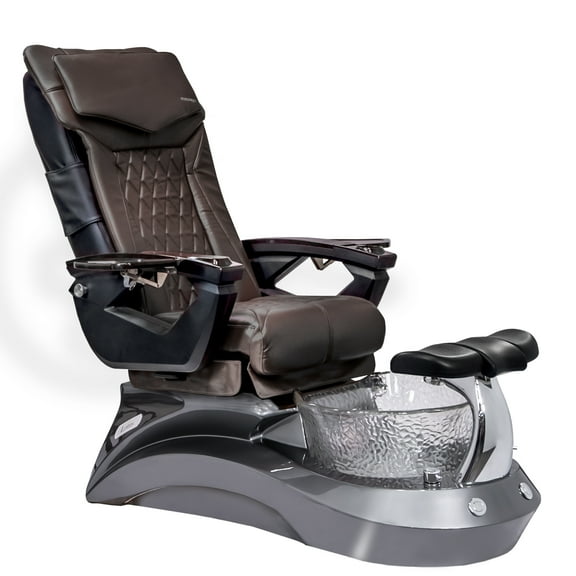 Shiatsulogic Pedicure Chair 18 LX with Discharge Pump, Pipe-Less Magnetic Jet Pedicure Spa, Black-Gold LotusII Tub, Coffee Coverset