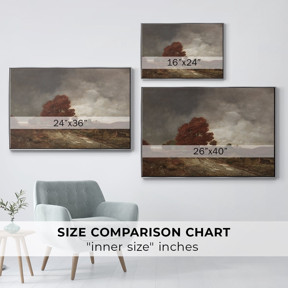 Vintage Landscape-CCCXIII By Wexford Home Framed in Silver Wood Gallery Wrapped Canvas 25 in. x 37 in.
