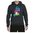 thumbnail image 2 of Neon Beach Sunset Cat California Vibes | Mens Animal Lover Hooded Sweatshirt Graphic Hoodie, Heather Black, Small, 2 of 4