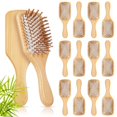 thumbnail image 1 of Juego de 12 cepillos de bambú para el cabello, cepillos de madera con cerdas antiestáticas para un suave masaje del cuero cabelludo., 1 of 5