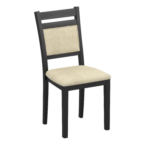 Inspire Chaise de Salle à Manger Moderne en Bois Massif et Tissu Noir et Beige (Ensemble de 2)