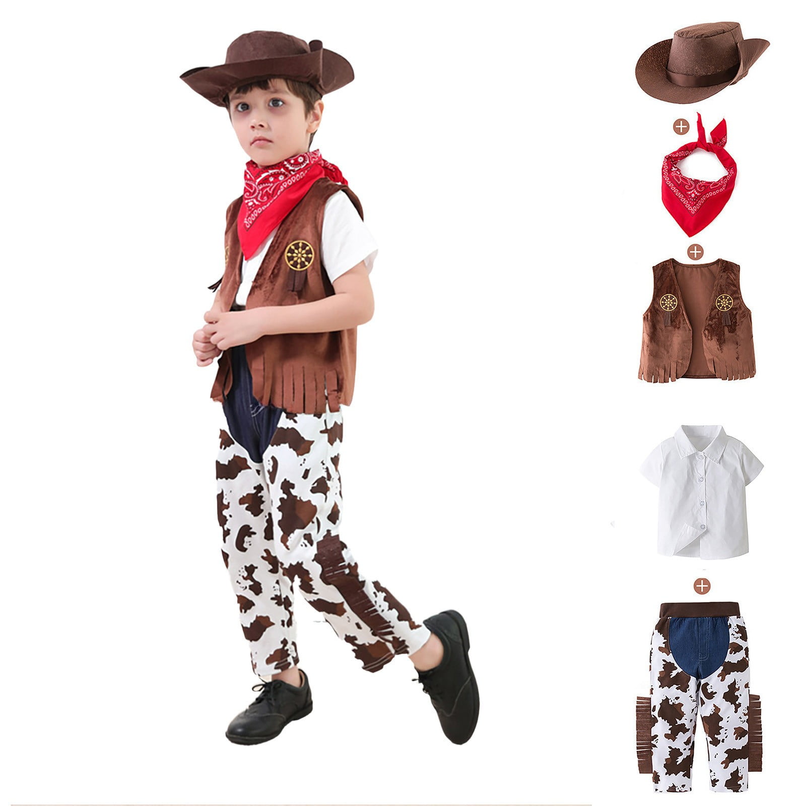 Aocisk Boys Outfits & Set May's Baby Western Cowboy Style Kids Set for Dress-Up and Imaginative Play Brown 8-9 Years