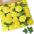 thumbnail image 1 of Fleur Artificielle Rose Rouge 25 Pcs/50 Pcs Fausses Roses Réalistes avec Tige pour Bouquets de Mariage DIY Centres de Table Décorations de Fête de Bébé Maison-Jaune, 1 of 6
