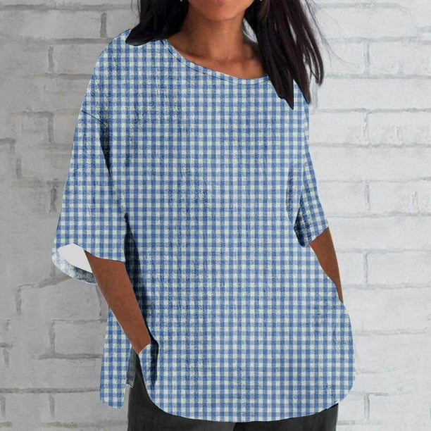 Fiudx Ofertas Flash Del Día Solo En Línea Blusa Holgada Estampada con Manga 3/4, Informal, a La Moda, para Mujer