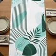 thumbnail image 5 of Table Runners 70 Inches Long Dress Scarves, Boho Geometric Farmhouse Coffee/Dining/Kitchen Table Decor, Holiday Table Runner, Aqua Ethnic Abstract Stripes Leaves 13x70 Inch, 5 of 9