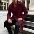 thumbnail image 6 of KeShDi Trench Coat for Men Double Breasted Lapel Long Sleeve Jacket Wine M, 6 of 7