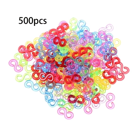 TUWAFE 500Pcs Rubber Band Clips Bracelet Making Kit Colorful Plastic Loom Connectors for DIY Jewelry Crafts Kids Creative Projects
