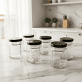 thumbnail image 1 of 6 Mini Frascos de Vidrio Hexagonal 85 ml para Especias con Tapa Negra Hermética, 1 of 5