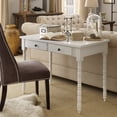 thumbnail image 4 of Chelsea Lane Wood Writing Desk 2-Drawer with Helix Legs, White, 4 of 5