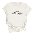 thumbnail image 6 of Njagoc3 Women's Heartbeat Line Heart Print Short Sleeve Top - Romantic Valentine's Day Casual Wear, 6 of 6