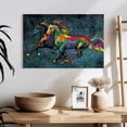 thumbnail image 3 of Elephant Stock Duo Horse Color Splash Paint Wall Art - Horizontal Canvas Wall Art - Living Room Wall Decor - Animal Canvas - Green And Brown Decor - 24" x 16", 3 of 8