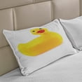 thumbnail image 2 of Rubber Duck Knitted Quilt Pillowcover, Yellow Squeak Ducky Fun Bubble Bath Animal Room Duckling Print, Standard King Size Pillow Cover for Bedroom, 30" x 20", White and Yellow, by Ambesonne, 2 of 2