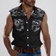 thumbnail image 1 of Camiseta sin mangas con cuello vuelto para hombre, estilo informal, con estampado del Día de la Independencia, cuello vuelto, sin mangas, bolsillos, deportiva, de poliéster, 1 of 5