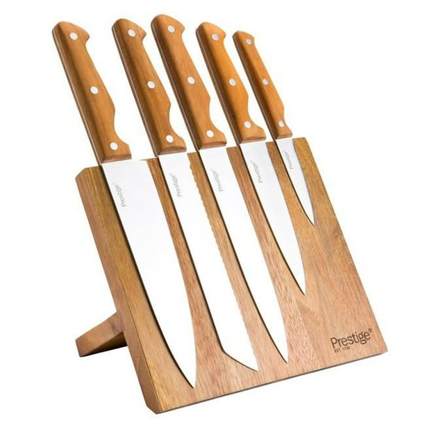 Prestige Acacia Knife Block Set, 6Piece