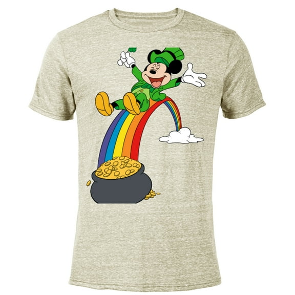 Disney Mickey Mouse End of the Rainbow St. Patrick’s Day - Short Sleeve Blended T-Shirt for Adults - Customized-Yellow