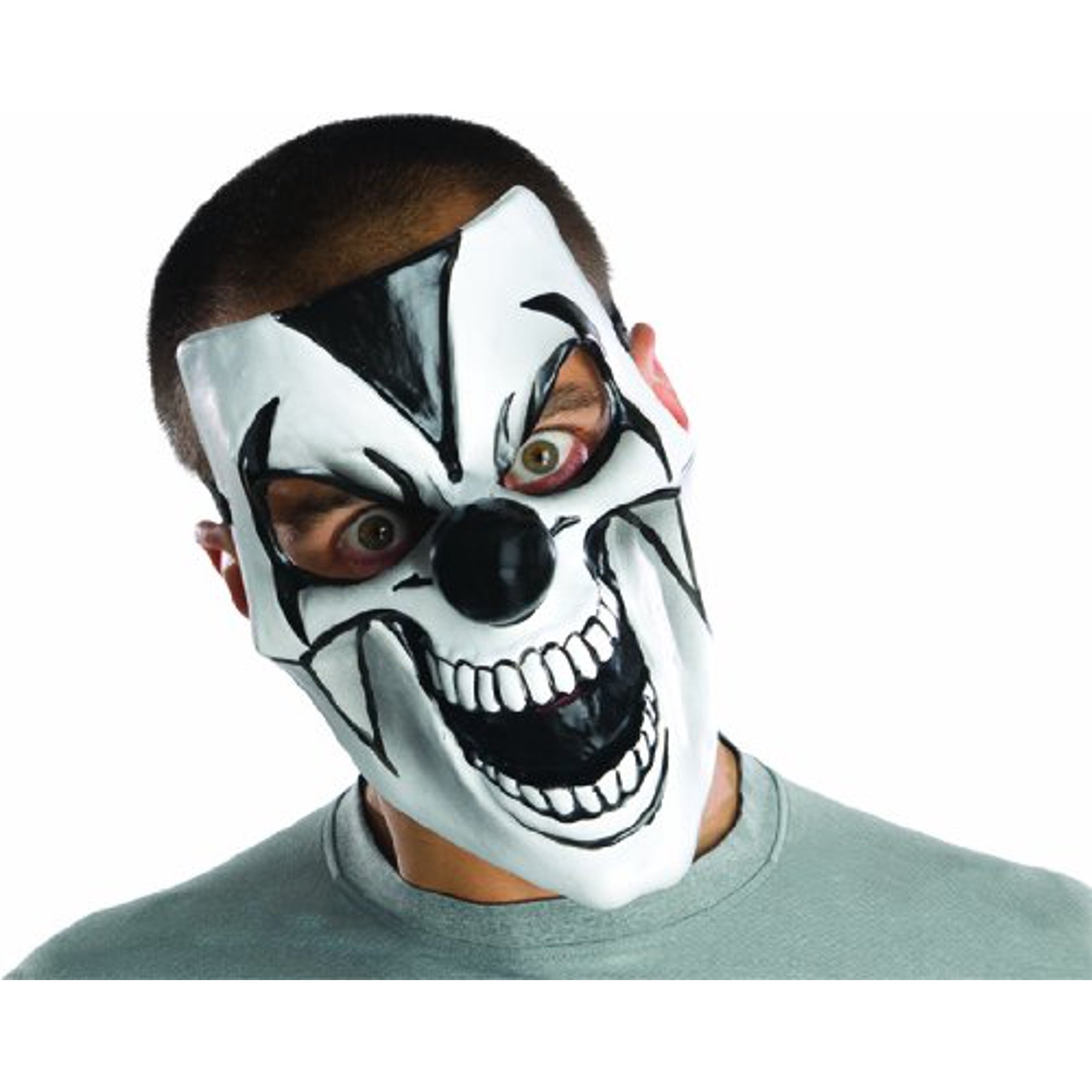 Comedy Scary Clown Mask Plastic Half Adult Black White Mime