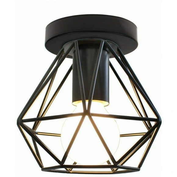 Retro Black Ceiling Light Fixtures, High Quality Integrated Iron Industrial Farmhouse Light Fixtures for Hallway, Bedroom, Kitchen, Stairway, Office (1 Pack)