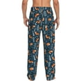 thumbnail image 3 of Picia Playful Foxes Forest Blues Mens Soft Woven Cotton Elastic Waistband Sleep Pajama Pant Lounge Sleep Pant With Pockets And Drawstring-XX-Large, 3 of 9