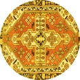 thumbnail image 1 of Ahgly Company Machine Washable Indoor Round Persian Yellow Traditional Area Rugs, 3' Round, 1 of 4