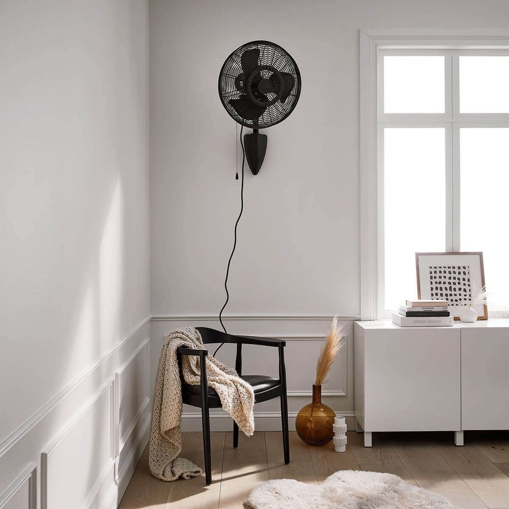 18 inch Wall Fan with 3 Speed Control in Satin Natural Bronze with Pull Chain Switch 18 inches W X 32.5 inches H-Brushed Nickel Finish Bailey Street