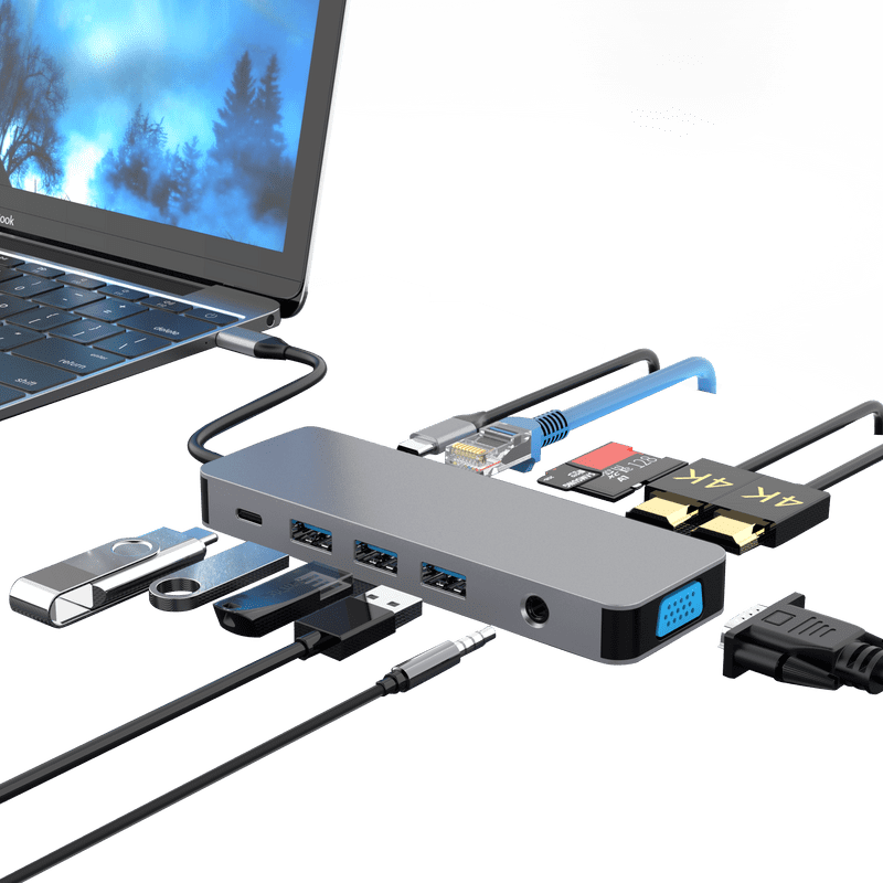 Station D'accueil USB-C 14 En 1 Pour Ordinateur Portable - Double HDMI, DisplayPort, Ethernet, Charge PD 100W