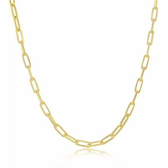 Y'all Sterling Silver Gold Plated Paperclip Chain Italian Made Necklace, 1.8mm, 16.0"