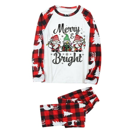 

Christmas Pajamas for Family Parent-Child Outfit Winter Fall Sleepwear Matching Cute Big Headed Deer Print Pjs Plaid Long Sleeve Tops Pants Soft Casusal Holiday Sleepwear Pajama Sets