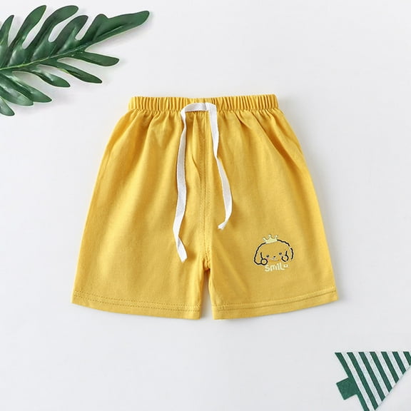 naisibaby Toddler Baby Girls Boys Cotton Short Pants Summer Loose Kids Shorts Yellow Size 5-6 Years