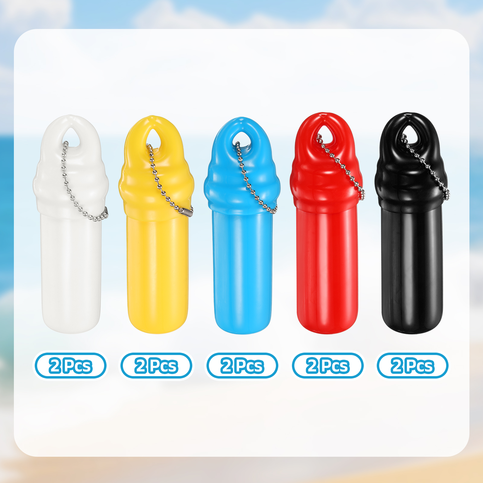 10 Pack Floating Keychain, Float Key Ring Holder with Waterproof Container, Float Key Pendant for Boating, Fishing, Water Sports, 5 Colors
