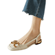 thumbnail image 5 of Sandalias retro de tacón bajo de estilo francés con punta cerrada para mujer, sandalias con correa de gamuza con hebilla de caballo vacía en la espalda de estilo veraniego para mujer, 5 of 6