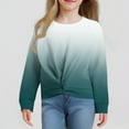 thumbnail image 2 of FAIWAD Girls Casual Twist Front Sweatshirt Tie Dye Printed Long Sleeve Crop Pullover Teen Lightweight Daily School Clothes, 2 of 6