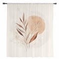 thumbnail image 2 of Beige Geometric Semi Sheer Curtains Drapes for Living Room, Bedroom, French Doors Window 45 Inches Long, Modern Abstract Art Botanical Rod Pocket Chiffon Curtain Drapery Voile Draperies Panel, 2 of 6