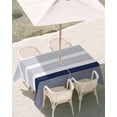 thumbnail image 3 of 54x80 Inch Outdoor Tablecloth with Umbrella Hole Zipper Rectangle Navy Blue Stripe Rectangular Tablecloths Outside Waterproof Modern Rustic Horizontal Blue Striped Patio Table Cover for Picnic Party, 3 of 8