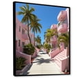 thumbnail image 2 of Designart "Pink House in Miami I" Floral Floater Framed Wall Art Print, 2 of 7