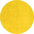 thumbnail image 1 of Ahgly Company Indoor Round Solid Yellow Modern Area Rugs, 3' Round, 1 of 4
