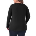 thumbnail image 3 of Agnes Orinda Women's Plus Size Tops Long Sleeve Pleated Front Casual V Neck Shirts Blouses 2X Black, 3 of 6
