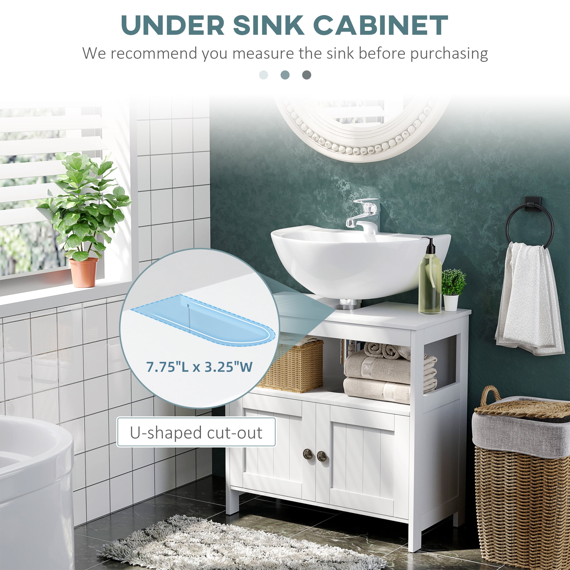 VINGLI Modern Pedestal Under Sink Storage 2-Door Bathroom Vanity with