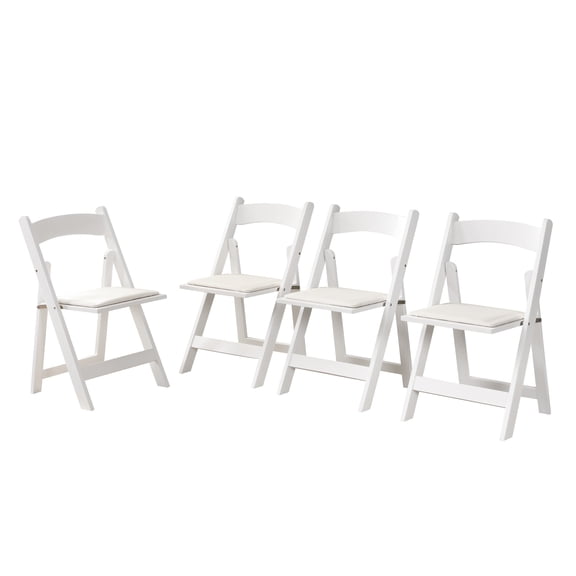 Dtwnek 4 Pack Upholstered Seat Folding Chair Side Chair for Living Room, Dining Room, Office, White