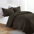 thumbnail image 3 of 3 Pcs Luxury Velvet Oversized Embroidery Quilted Quilt Set  Soft and Plush Bedding Set  Includes Quilt and Shams All-Season Comforter, 3 of 9