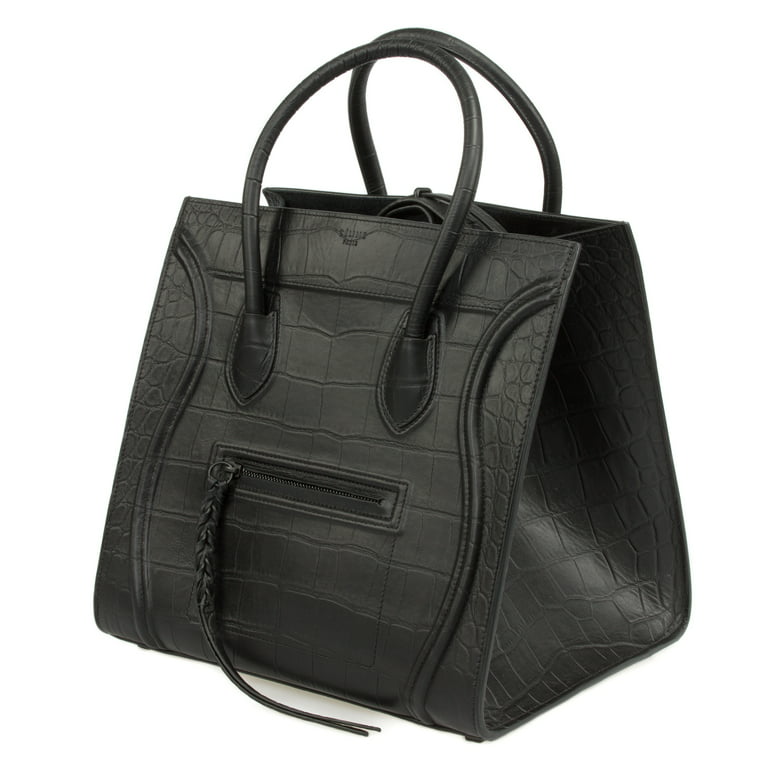 Celine Luggage Phantom Medium Leather Tote Bag Black