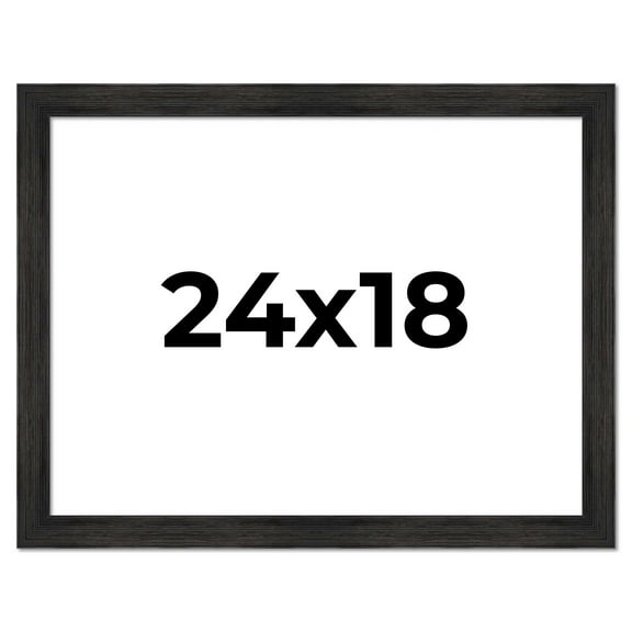 24x18 Frame Black Rustic Barnwood Solid Wood Picture Frame | 1.5 Inch Moulding Width | Includes UV
