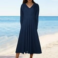 thumbnail image 1 of Offres de Liquidation d'Hiver! Robes Mignonnes, Robe à Manches Courtes Col en V Mode Imprimée Taille Haute Mi-Mollet Col en V pour Femmes Marine G, 1 of 5