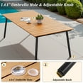 thumbnail image 5 of Pellebant 83" Patio Outdoor Dining Table for 6-8, Sturdy Aluminum Frame Wood-Grain Top with Umbrella Hole, Brown, 5 of 8