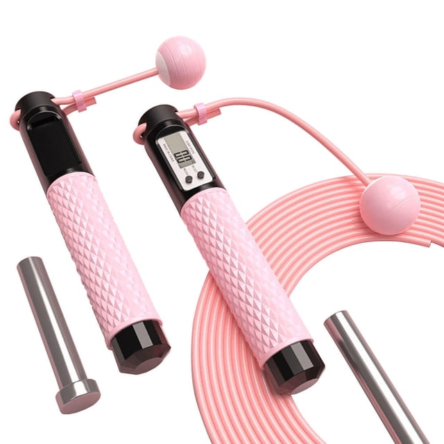 Cordless Counting Jump Rope with Calorie, KM, Miles and Counting Digital Display