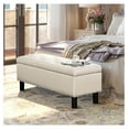 thumbnail image 3 of 42.5 Inch Storage Ottoman , Top End of Bed Storage , Upholstered Blanket for Bedroom, Entryway, Living Room, Tufted Linen (Beige), 3 of 9